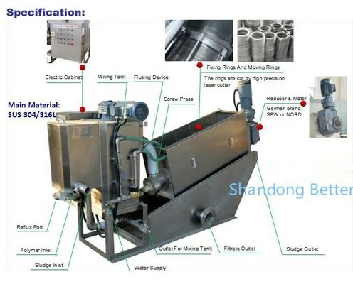 Pressatura a vite di depurazione di fanghi WWTP STP in acciaio al carbonio personalizzabile per il trattamento dei fanghi